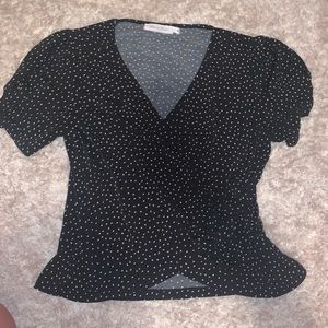 All in favor black short sleeve cross tie shirt